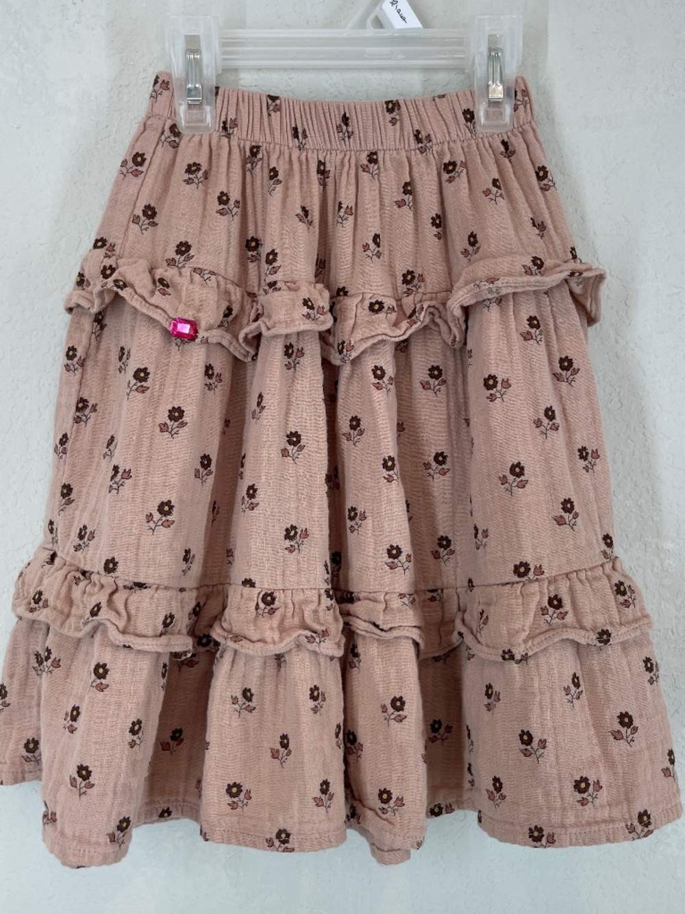 Rylee + Cru Midi Skirt Girls Toddler 2-3Y Midi Pink Ditsy Floral Tiered Cotton